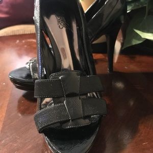 Black patent leather shoes., worn once